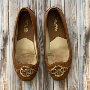 Michael Kors Brown Ballet Flat Shoes MK Gold 6.5